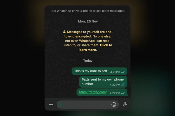 WhatsApp note to self